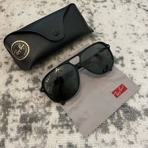 Ray-Ban Polarized 60mm Bill Sunglasses in Black with Polar Green Lenses